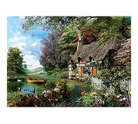 Large Size DIY 5D Diamond Painting kit Round drill Cottage Nature 30x40cm DIY Diamond Art Adults Full Drill Cross Stitch Picture Crystal Rhinestone Embroidery Painting Craft Home Wall Decor (12x16in)