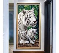 Large Size DIY Diamond Art Kits, Jungle White Tiger 30x60cm 5D Diamond Painting for Adults, Diamond Painting for Kids, DIY Crystal Rhinestone Embroidery Painting for Home Wall Decor Gift