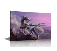 Large Size Fantasy Dragon Posters and Prints Wall Art Canvas for Bathroom Decor Fantasy Wild Animals Wall Art Norse Home Rustic Decoration Poster Decor Fantasy Wall Decor Ready to Hang Framed24x16in