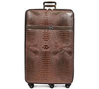 Large Size Five Wheels Faux Leather Suitcase Travel Luggage Elite Brown