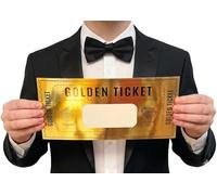Large Size Golden Ticket - Big Gold Ticket Personalised Surprise Card - Scratch to Reveal Any Surprise Message - Gold Birthday Card - 1 Piece