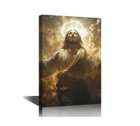 Large Size Jesus Christ with the Sun in the Sky Canvas Wall Art for Living Room 1 Panels Jesus Belief Modern Painting Picture for Bedroom Office Home Wall Decorations Frame Wall Decor 24"Wx36"H