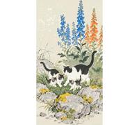Large Size Landscape Scenery Diamond Art Kits for Adults Beginners 40x70cm, 5D DIY Full Round Drill Diamonds Painting Kits, Paint by Diamonds Dot Art,Home Wall Decor-Cats and Flowers