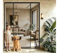 Large Size Magnetic Fly Screens Door 260x250cm Keeps Mosquitoes, Flies and Bugs Out While letting Fresh Breeze Flow in Freely for expansive Garden Openings and Rear House exits Black