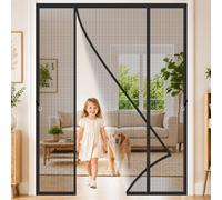 Large Size Magnetic Fly Screens Door Black 330x210cm Double Door Left Right Fly Screen Mesh Curtain Magnetic Closure Summer Essential for Every Home
