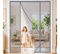 Large Size Magnetic Fly Screens Door Grey 215x270cm Extra Wide Left Right Magnets Heavy Duty Mesh Curtain for Generous doorways Between lounges and Outdoor Areas