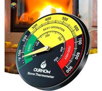 Large Size Magnetic Wood Stove Thermometer - 3.55Inch Temperature Meter for Fire