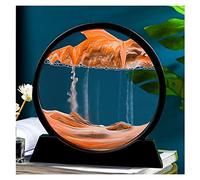 Large Size Moving Sand Art Picture - 3D Dynamic Sands Art Round Glass Deep Sea Sandscape, (with Syringes) Natural Sand Painting Artistic Sandscape for Office Desktop Home Decor