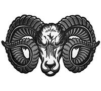 [Large Size] Papapatch Horned Goat Head Sheep Ram Biker Motorcycles Choppers Jacket Vest Applique Embroidered Sew on Iron on Patch (Iron-Horned-Goat-Large)