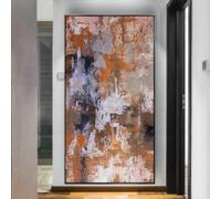 Large Size Pink Yellow Landscape Oil Painting On Canvas Black Framed Wall Art Pictures Decor Living Room Ready to Hang 75x150cm/30x59in with-Black-Frame Ready to Hang