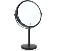 Large Size Tabletop Makeup Mirror with Magnification, 9-Inch Double-Sided 360° Swivel Free Standing Vanity Mirror, 1X/10X Magnifying Mirror with Stand for Bathroom & Bedroom, Matte Black, No Light