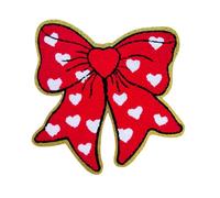 Large Size Valentines Day Iron on Patches Red Bow Plush Embroidered Patches for Clothes White Heart Romantic Iron on Patch for Couples Clothing Backpack Shirt Decoration DIY Craft Gifts 1 Pcs
