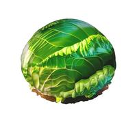 Large Size Waterproof Shower Cap Bright Cabbage Print for Women Men Reusable Lightweight Soft Hat