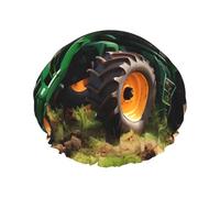 Large Size Waterproof Shower Cap Business Agricultural Tractor Print for Women Men Reusable Lightweight Soft Hat