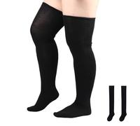 Large Size Women Thigh High Socks Over the Knee Socks Black Ladies Knee High Tights Non-slip Extra Long socks,Suitable for (40~75KG)