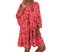 Large Size Women's Mao Collar Bohemian Dress Long Sleeve Printed Loose Fit Flowy Casual Chic And Elegant Everyday Comfortable Breathable Soft Going Out Basic Beach Dress