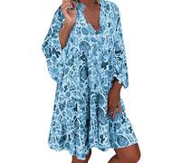Large Size Women's Mao Collar Bohemian Dress Long Sleeve Printed Loose Fit Flowy Casual Chic And Elegant Everyday Comfortable Breathable Soft Going Out Basic Beach Dress