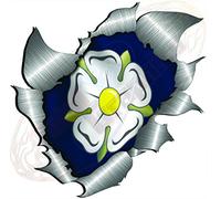 Large Size Yorkshire Rose Flag Metal Rip Open Sticker
