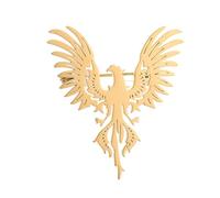 Large-sized Gold Color Phoenix Bird Brooch Wolf and Lion Brooch and Pin, One Size, Stainless Steel, gem na