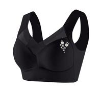 Large Sizes Bra Without Underwire Large Breasts Strong Hold Bra Anti Sagging V-Neck Bra Shock Absorber Anti-Sagging Bra Good Hold Bra Tank Top Full Coverage Underwear, black, XL