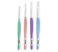 Large Sizes Crochet Hooks 8mm, 10mm, 12mm, 15mm Rubber Handle Crochet Hook 4PCS- Ergonomic Handle Crochet Hooks Weaving Tools for Knitting Blankets, Shawl and Carpet