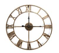 Large Skeleton Clock Style Mirroed Wall Clock Shabby Vintage Chic Roman Numerals