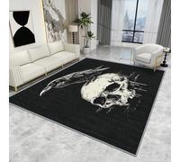 Large Skull Rug - Skull Rug - Goth Skeleton Crow Rugs, Gothic Raven Carpet, Washable Rug Non Slip Low Pile Soft Small Area Rugs, Skull Home Decor Gifts, 50 X 80 cm