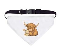 Large 'Sleeping Highland Cow Cuddling with Bunny Toy' Dog/Cat/Pet Bandana (PD00063934)
