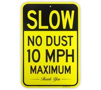 Large slow no dust 10 mph maximum sign, speed limit sign rust free aluminum - reflective, uv protected and weatherproof 8×12 INCH