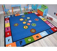 Large Small Kids Childrens Circle Circular Play Rugs Educational School Nursery (04F, 200cm x 200cm Square)