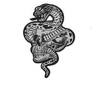 Large Snake Skull Embroidery Applique Patches Iron on Motorcycle Racing Jacket Patches