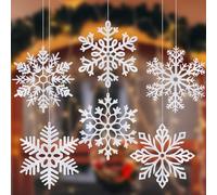 Large Snowflakes Ornament AORZIT 12 Inch Extra Large White Glitter Snowflakes Decorations for Christmas Tree Winter Indoor Outdoor Hanging Xmas New Year Party (6Pcs, White)