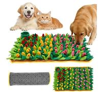 Large Snuffle Mat for Small & Medium Dogs - 57.5×38cm Flower Design Foraging Mat with Anti-Slip Bottom, Mental Stimulation & Slow Feeder, Machine Washable, for Puppies Cats Rabbits(green)