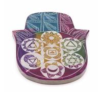 Large Soapstone Hamsa Incense Holder With 7 Chakra Symbols
