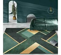 Large Soft Area Rug Art Deco Living Room Carpet Modern Contemporary Home Decor Bedroom Dining Home Office, green yellow geometric patchwork Rectangular 180 x 250 cm