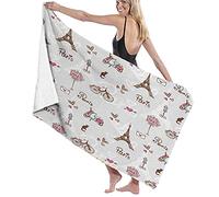 Large Soft Bath Towel Blanket,Romance Language Capital Of Love Eiffel Heart Fashion City Girlish Print,Bath Sheet Beach Towel for Family Hotel Travel Swimming Sports,52" x 32"