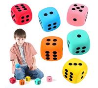 Large Soft Foam Dice Set - 6 Pcs 6cm Giant Soft EVA Dice, Foam Soft EVA Cube Set, Colorful Big Dices, for for Maths Games, Classroom Learning, Party Activities, Board Game