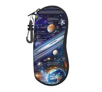Large Solar System Education Printed Glasses Case Ultra-Light Soft Shell Protective Eyewear Organizer For Men And Women