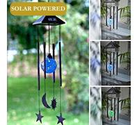 Large Solar Wind Chimes Sun Moon Stars Colour Changing Crystal Ball 74cm LED