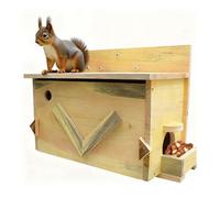 Large Solid Cedar Squirrel House - Handmade All-Weather Outdoor Nesting Box to Welcome Squirrels & Chipmunks - Easy Mounting Kit for Backyard, Tree, or Fence