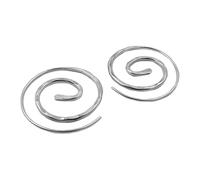 Large Solid Spiral 925 Sterling Silver Hammered Circle Threader Earrings