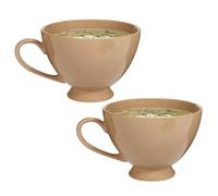 Large Soup Bowl Mugs Set of 2 Dishwasher Safe Stoneware Microwave Safe Soup Bowl Footed Mug 600ml/20oz Dining Winter Breakfast Lunch Dinner Christmas Crockery Gift Set (Mocha)