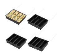 Large Soup Freezer Cubes - 4 Cavity Silicone Mold Tray, 17.5x14.5x3.7cm Easy Release Broth Storage Box, Stackable Meal Prep Organizer | Kitchen Refrigerator Accessories For Juice Sauce Liquid Freezing