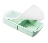 Large Soup Freezer Tray, Silicone Freezer Mould with Lid, 2 Compartment Food Portion Freezer Tray Meal Prep Soup Storage Containers Ice Cube Trays for Storing and Freezing Soup Broth Sauce (2 grids)