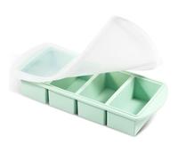 Large Soup Freezer Tray, Silicone Freezer Mould with Lid, 4 Compartment Food Portion Freezer Tray Meal Prep Soup Storage Containers Ice Cube Trays for Storing and Freezing Soup Broth Sauce(4 grids)