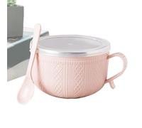 Large Soup Mug - 25oz Bowl with Handle, Lid Set | Dinnerware Cup for Tea Christmas Oats Lunch Noodle Sandwich Easy Clean Durable Portable Home Kitchen Dining Table Practical Gift