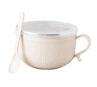 Large Soup Mugs with Lids & Spoon, 25 Oz Meal Mugs, Oversized Coffee Mugs for Stew, Hot Chocolate, Cereal, Office Lunch, Ideal Housewarming (White)