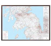Large South And Central Scotland Postcode Wall Map - Covering Glasgow, Edinburgh And Newcastle - City Plan Inlays, County Boundaries, Motorways, Primary 'A'+'B' Roads, Towns, Cities