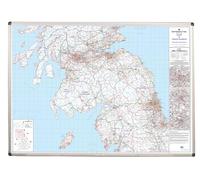 Large South And Central Scotland Postcode Wall Map - Covering Glasgow, Edinburgh And Newcastle - City Plan Inlays, County Boundaries, Motorways, Primary 'A'+'B' Roads, Towns, Cities