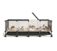 Large Space Small Animal Cage, HD Transparent Rabbit and Chicken Coop with Casters, Pull-Out Tray, Encrypted Foot Pads, Indoor Quail Cage for Poultry